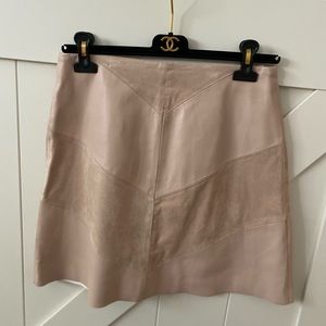 Zara pink vegan leather/suede patch skirt